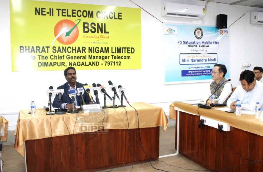 Chief General Manager, NE II Circle, N Murali briefing during press conference of BSNL NE II Telecom Circle at the BSNL Conference Hall, Super market, Dimapur on September 26. (DIPR Photo)